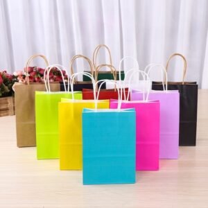 Colorful Kraft Paper Gift Bags with Handles